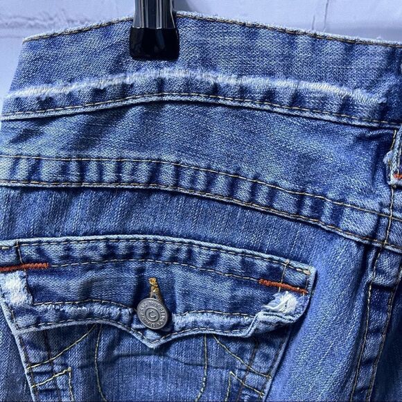 True Religion Distressed Blue Bootcut Jeans - Picture 6 of 8